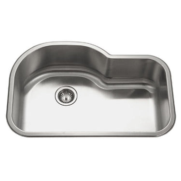 Houzer Medallion Gourmet Series Undermount Stainless Steel Offset Single Bowl Kitchen Sink Kitchen Sink - Undermount Houzer